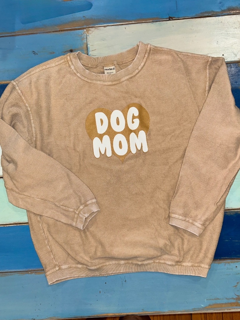 Chicka-d Dog Mom Corded Sweatshirt Women’s Medium Tan Friday + Saturday